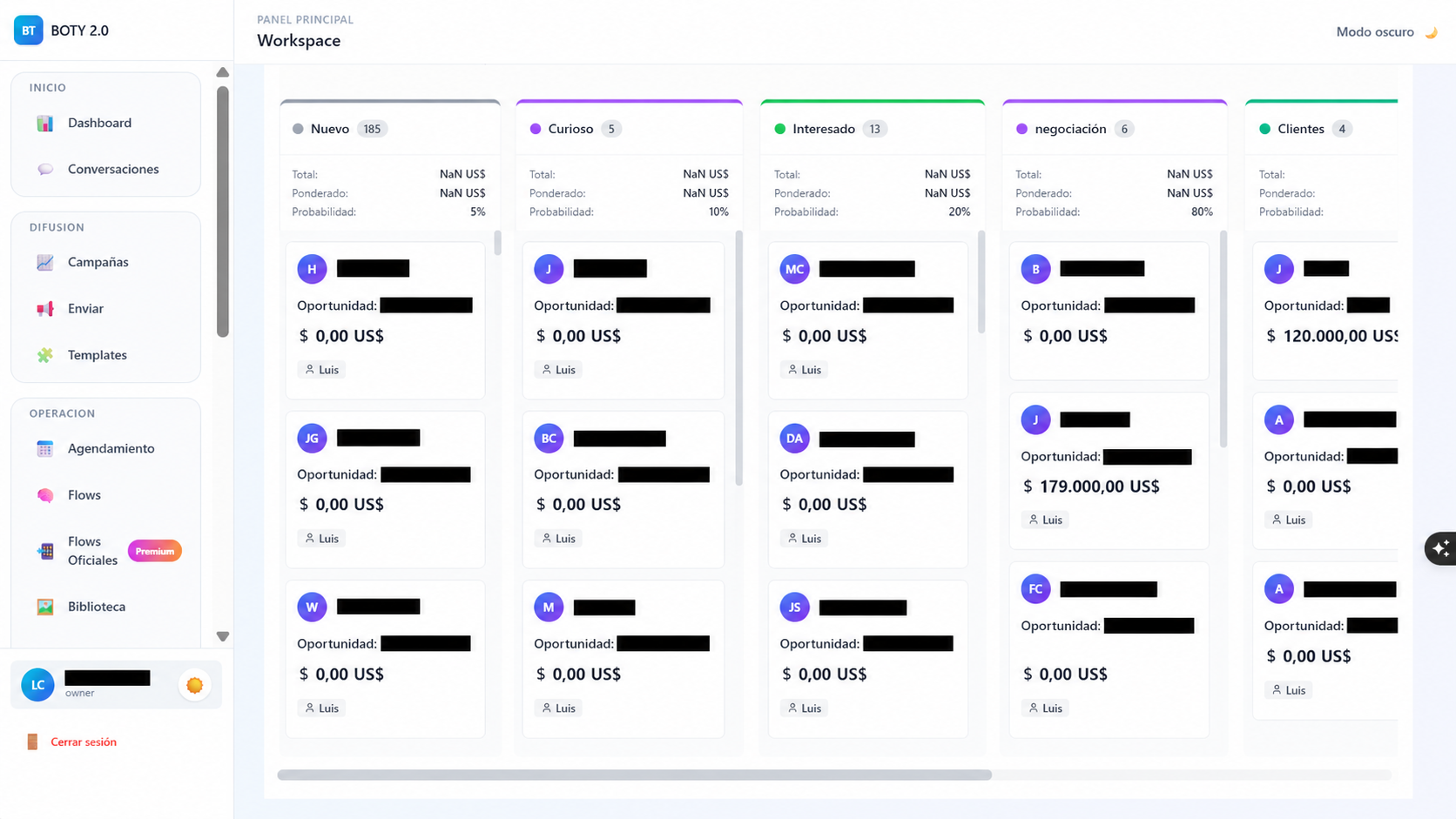 CRM de Boty actualizado desde conversaciones de WhatsApp
